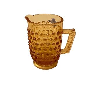 Fenton Glass Mini Amber Hobnail Creamer